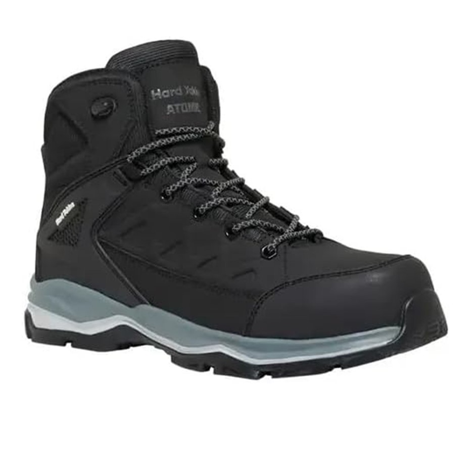 HARD YAKKA Men's Atomic Hybrid Lace Up and Side Zip Safety Boot, Black,  AU