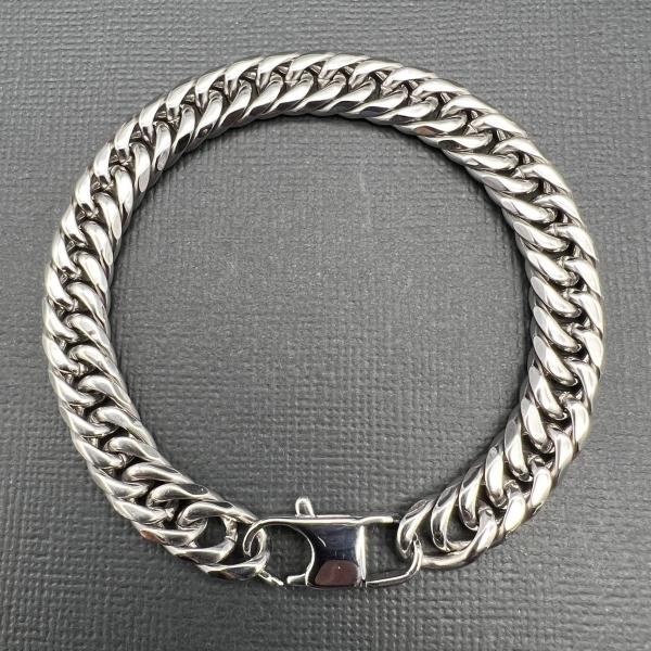 Silver-Filled Cuban Chain Bracelet, 9.5MM Wide - 19cm
