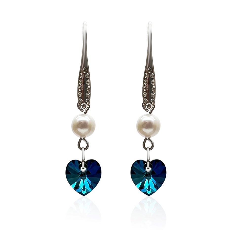 White Freshwater Pearl Adorned with Swarovski® Crystals Drop Earrings
