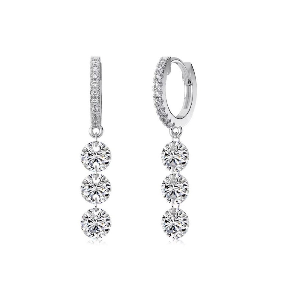 5mm Round 925 Sterling Silver 5A Cubic Zirconia Drop Earrings