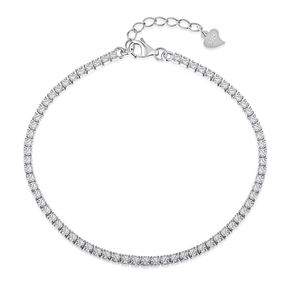 2mm 5A Cubic Zirconia 925 Sterling Silver Tennis Bracelet-18cm