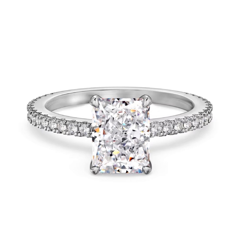 2ct Rectangle 8A Cubic Zirconia 925 Sterling Silver Ring - Size 9
