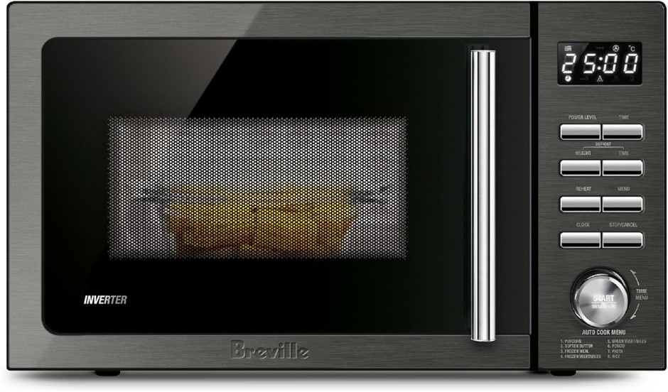BREVILLE The Easy Wave 25L Inverter Microwave, Black Stainless Steel, LMO42