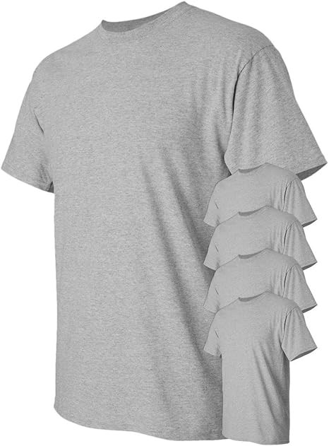Gildan Men's Classic Heavy Cotton T-Shirt, Ash Grey, L (Pack of 5). NB: not