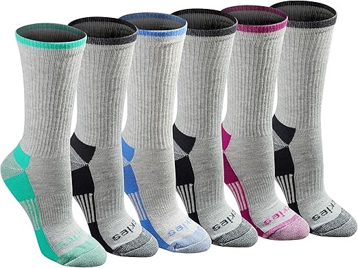 6 Pairs x DICKIES Women's Dritech Advanced Moisture Wicking Crew Sock, Shoe