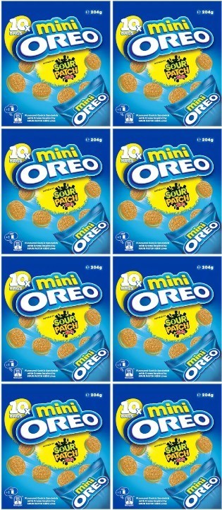 8 x Oreo Mini Cookies Sour Patch Kids Bags 10 pack 204g. Best Before: 08.09