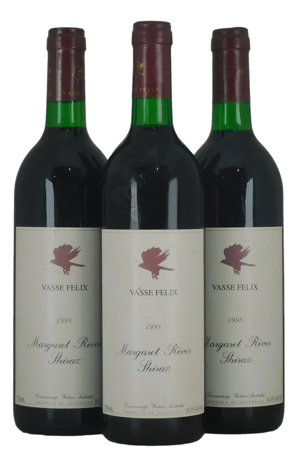 Vasse Felix Shiraz 1998 (3x 750mL), WA.