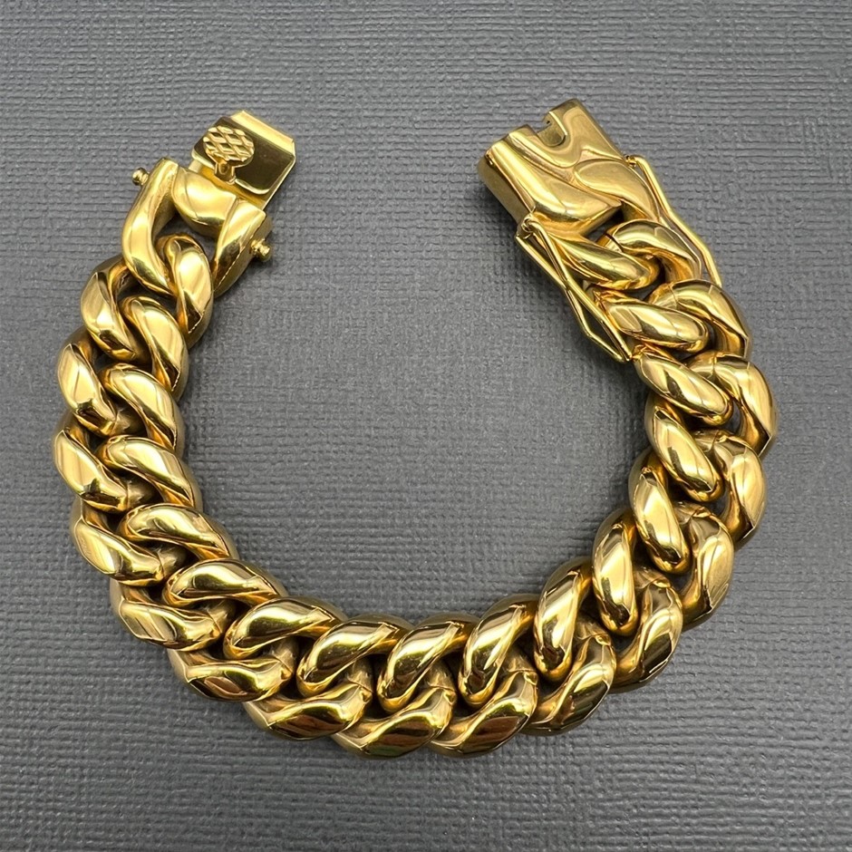 18K Gold-Filled Cuban Curb Chain Bracelet, 16MM Wide - 20.3cm