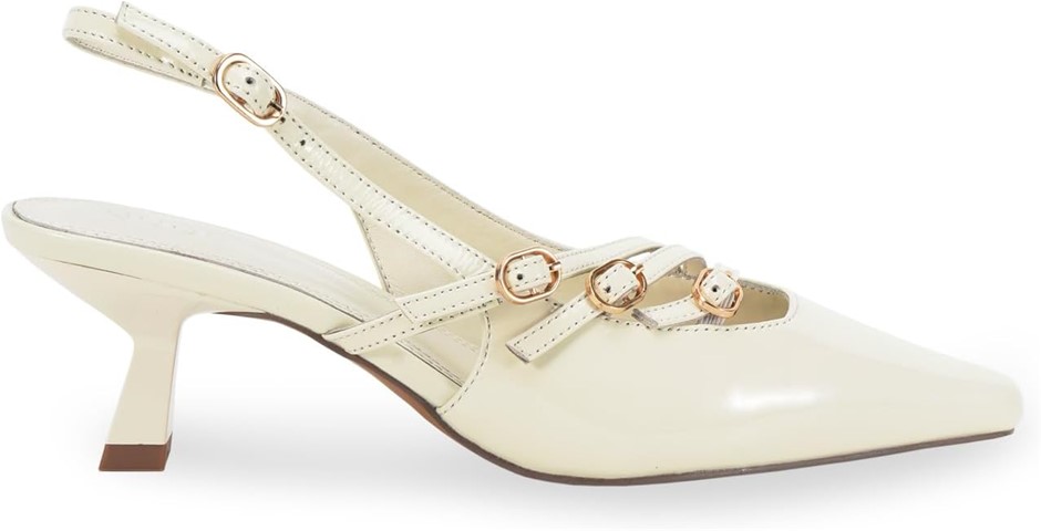 NUDE FOOTWEAR Women's Kiara Slingback Pumps, Size 37, Bone. NB: Minor crack