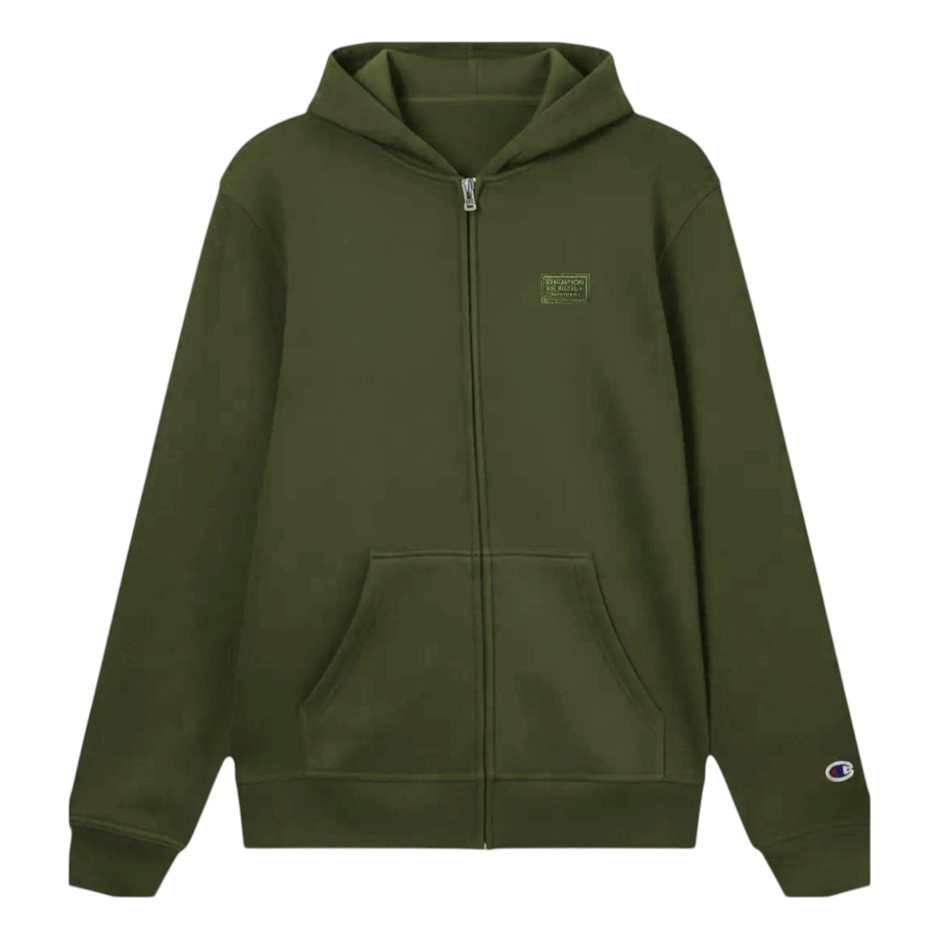 CHAMPION Men's Legacy Badge Zip Hoodie, Size M, Cotton, Cargo Olive (GRN),