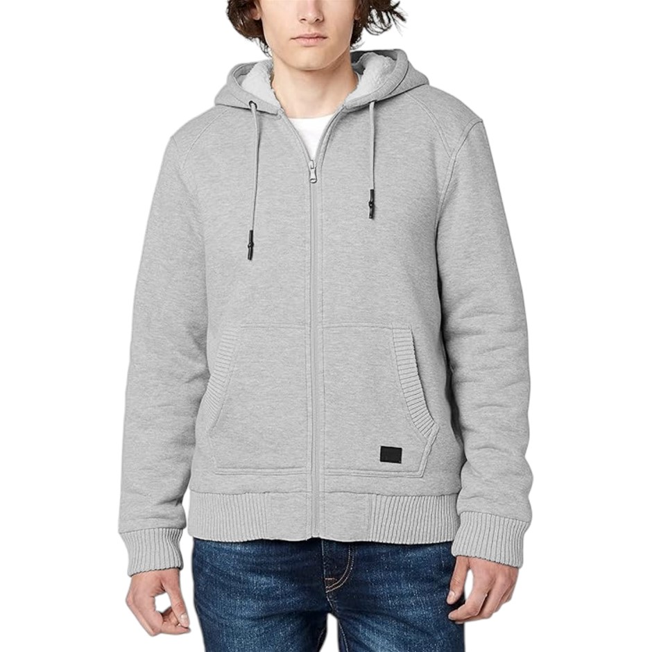 BUFFALO DAVID BITTON Men's Sherpa Hoodie, Size 2XL, Heather Grey. Buyers N