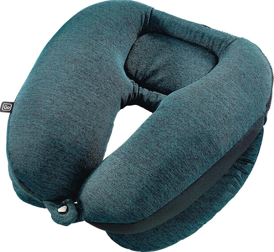 Go-Travel Double Decker Dual Bean Neck Pillow, Green / Black. Buyers Note