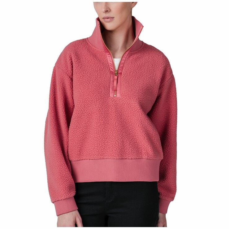 TUFF Women's Sherpa Half Zip Pullover, Size S, Pink. Buyers Note - Discoun