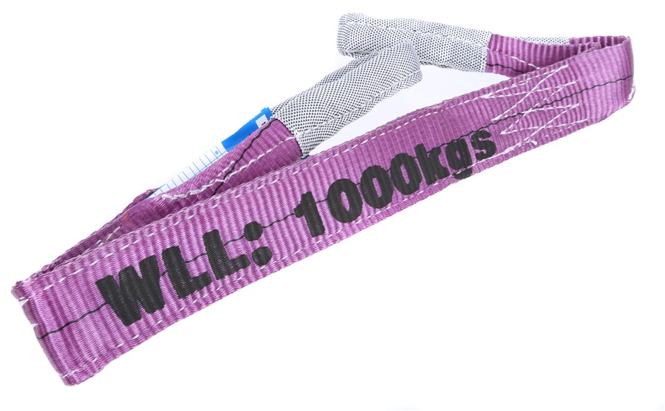 12 x Flat Webb Lifting Sling, WLL 1,000kg x 1M (With Test Cert).
