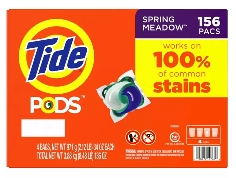 TIDE Pods Spring Meadow Laundry Capsules, 156 Count. N.B: Damaged packaging