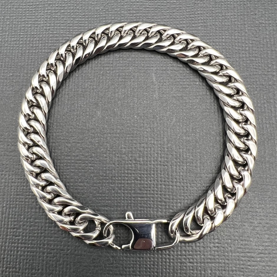 Silver-Filled Cuban Chain Bracelet, 9.5MM Wide - 19cm