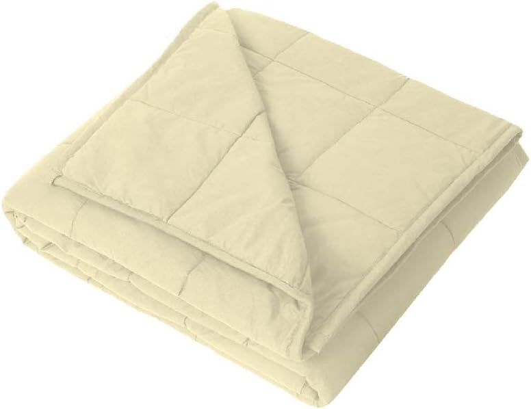 LUXOR Microfibre Weighted Blanket, 11.5KG (152x203cm), Cream, Queen. NB: Sl