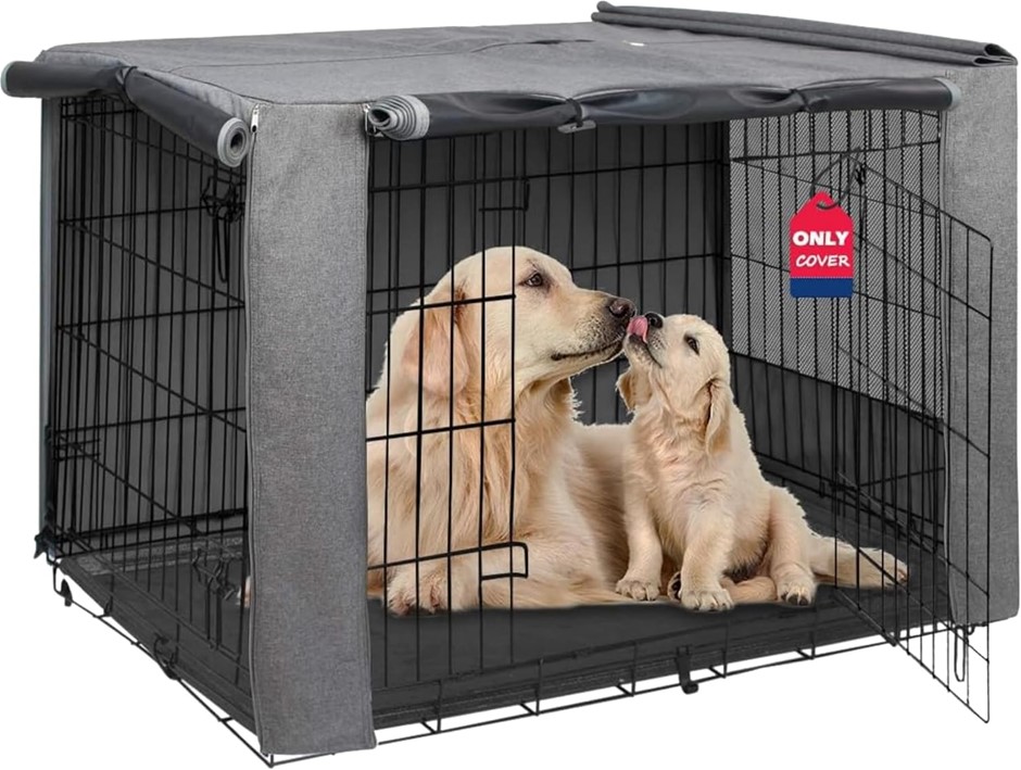 HICAPTAIN Folding Metal Dog Crate Cover for 48 Inch Wire Pet Cage(Two-Tone