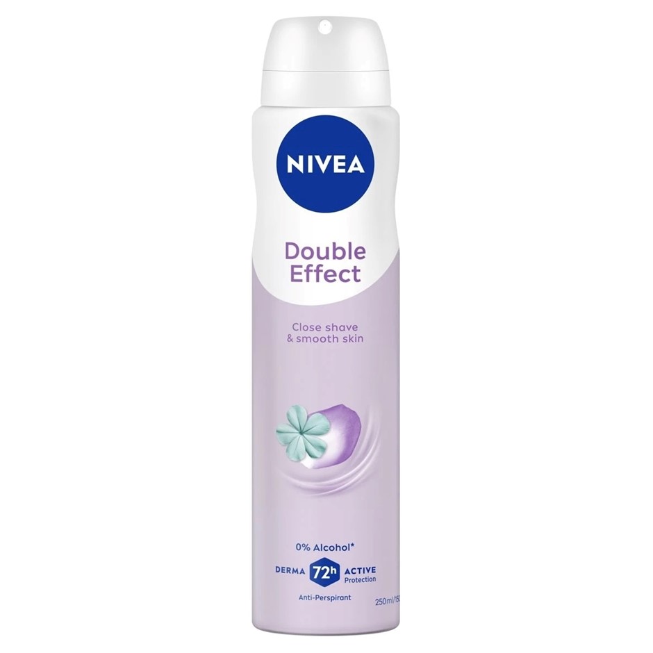 6 x NIVEA Double Effect Anti-Perspirant Aerosol Deodorant, 250ml.