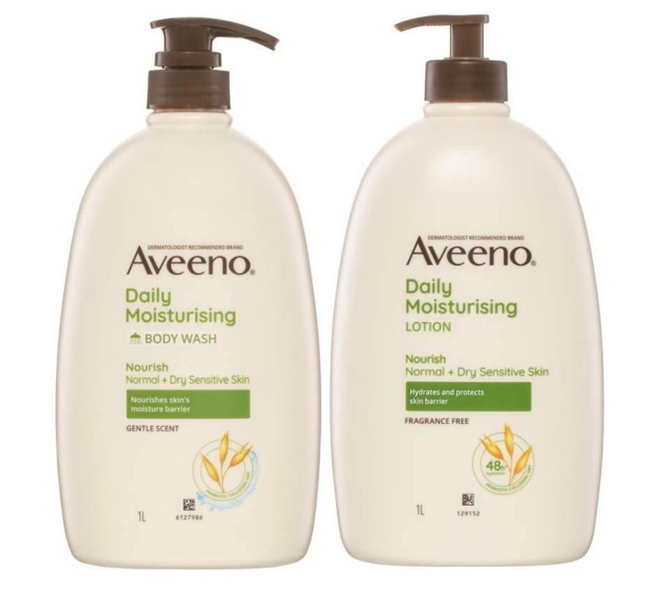 2 x AVEENO Daily Moisturising Products, Incl: Lotion 1L & Body Wash 1L.