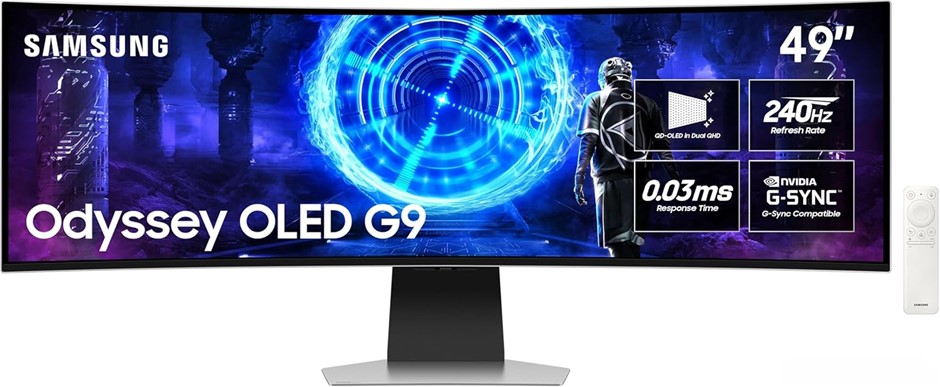 Samsung 49 Inch Odyssey OLED G95SD DQHD Curved Gaming Monitor| 5120x1440| 2