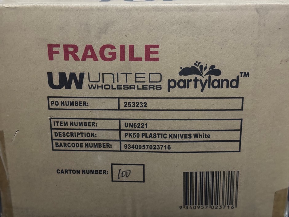 2 Boxes Of 36 50pc Partyland Reusable BPA Free Knives White