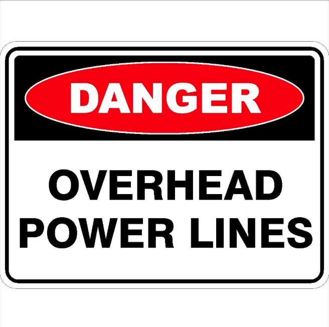 23 x SUPER SAFETY Danger Overhead Powerlines Sign, 600mm x 450mm.
