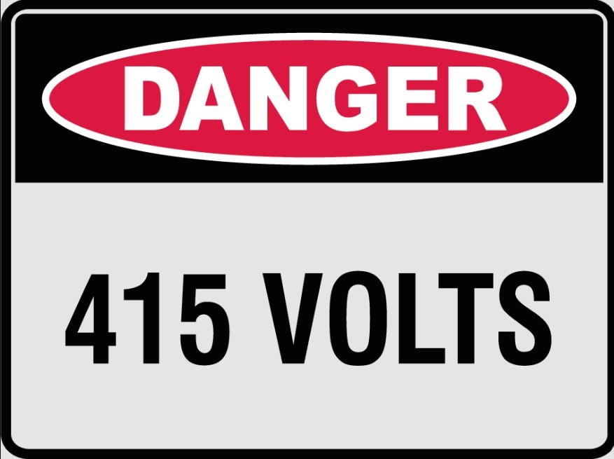 23 x SUPER SAFETY Danger 415 Volts Sign, 600mm x 450mm.