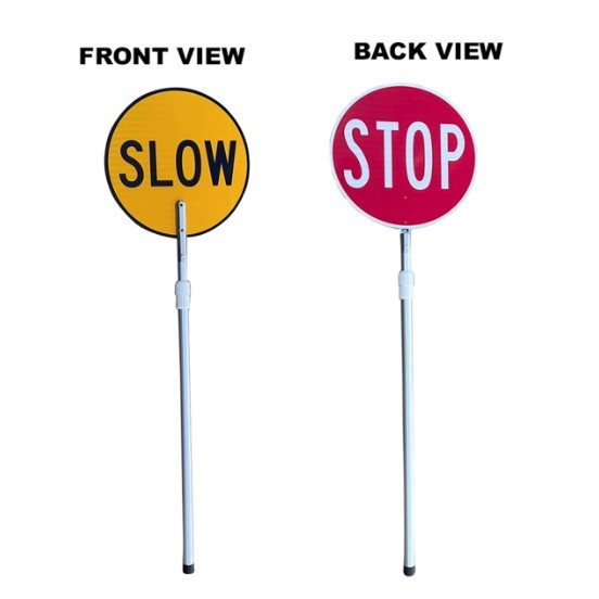 3 x Reflective Stop/Slow Baton with wooden handle 1.8M.