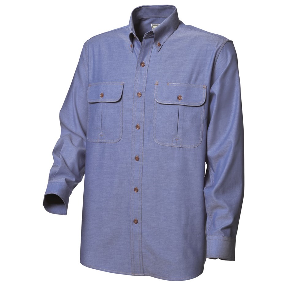 12 x WS WORKWEAR Mens Chambray Button-Up L/S Shirt, Size XS, Denim Blue.