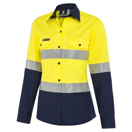 10 x WORKSENSE Womens Hi-Vis L/S Shirt, (5x Size 10, 5x Size 18), Reflectiv