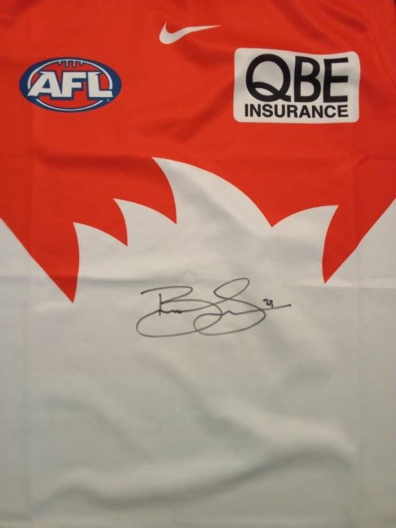 LANCE 'BUDDY' FRANKLIN DIGNED SYDNEY SWANS GUERNSEY