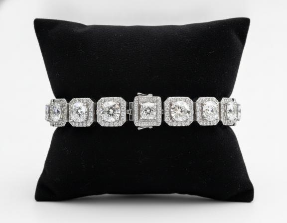 18k White Gold Filled Bracelet stamped(18K)-17.5cm
