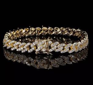 18k Yellow Gold Filled Cuban Bracelet stamped(18K)-19.5cm