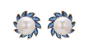 Italian 18k Triple Yellow Gold Plated freshwater pearl Earring-10-11mm