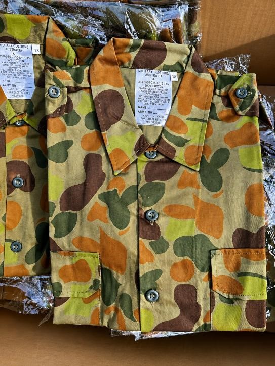 26 x Military Clothing Australia Long Sleeve Camouflage Shirts, Single Size