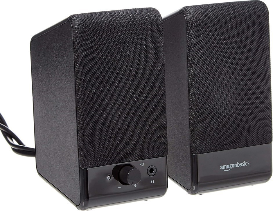 Amazon Basics USB-Powered Computer Speakers for Desktop or Laptop PC with V