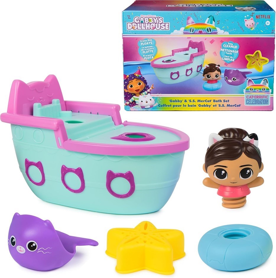2 X GABBY'S DOLLHOUSE Gabby & SS Mercat Bath Set