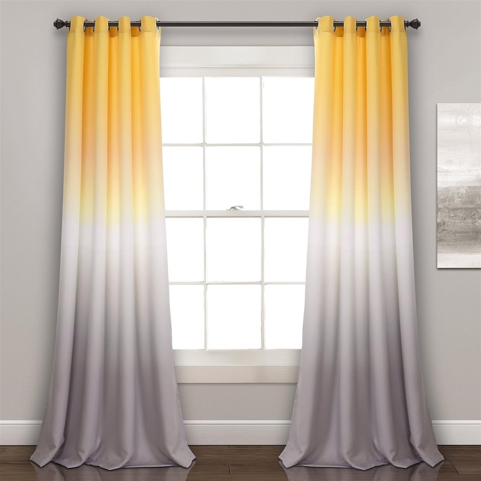 LUSH DECOR Ombre Fiesta Curtains Light Filtering Window Panel Set For Livin