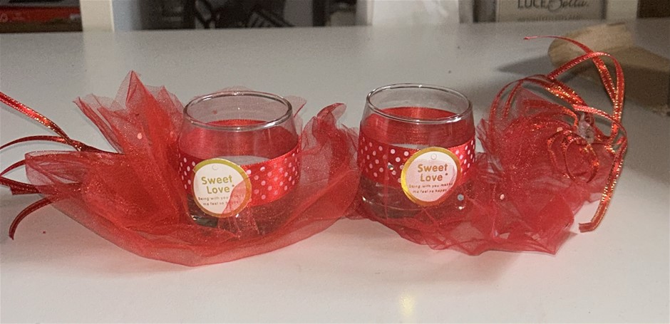2x Decorative Glass Candle Holders