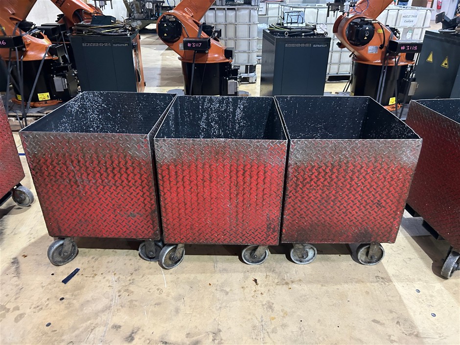 3 x Mobile Steel Bins