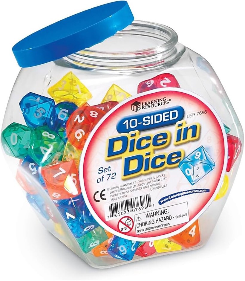 2 X LEARNING RESOURCES Dice in a ten-sided die (set of 72)