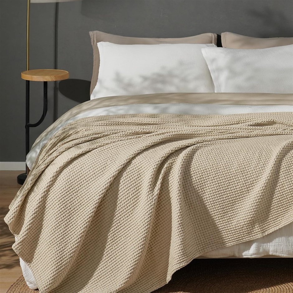 PHF 100% Cotton Waffle Weave Twin Size Blanket