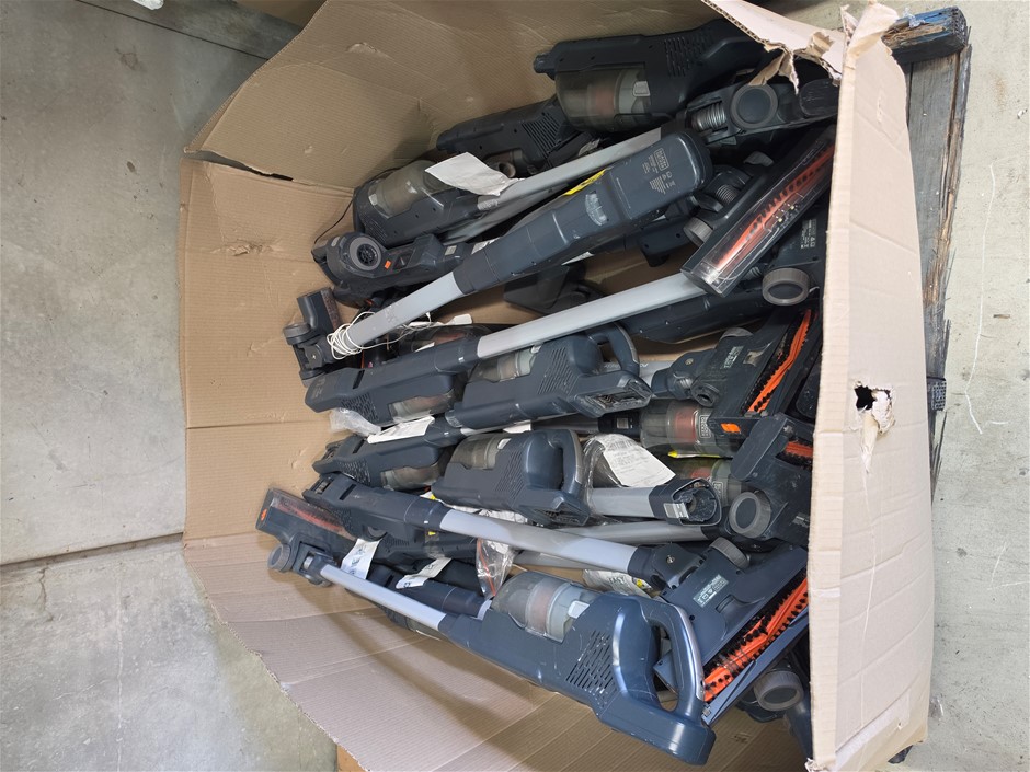 22 x Assorted BLACK DECKER 18V Stick Vaccums. NB: Has Been Used, Some Vacc