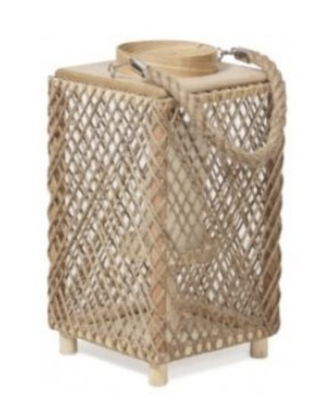 HOME & GIFTWARE Hemp Rope Wooden Latern, Small, TL05.