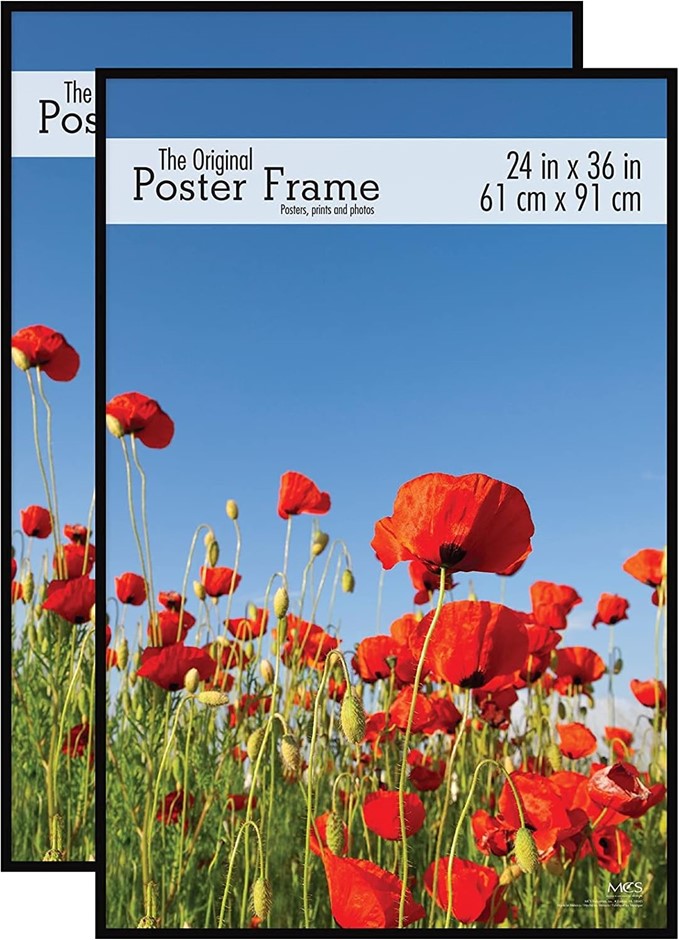 MCS Original Poster Frame, Black, 24 x 36 Inch, Set of 2. NB: Slight Dent A