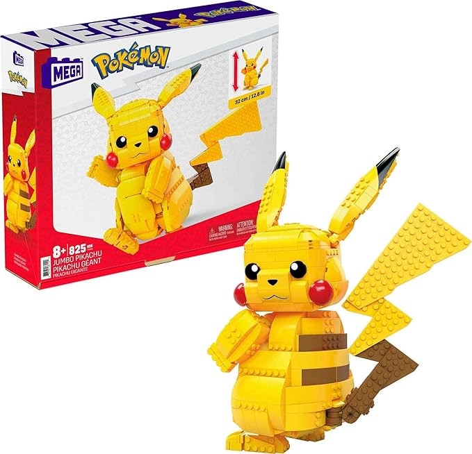2 X MEGA Pokémon Building Toys Set Jumbo Pikachu with 806 Pieces, Articulat