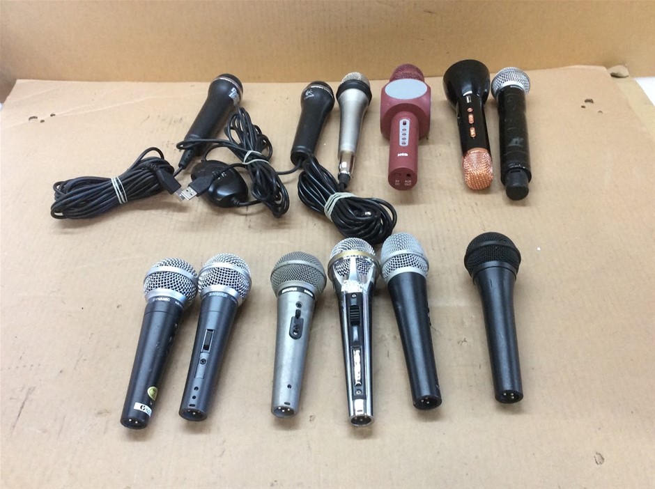 Mixed Brand Wired And Wireless Microphones (Lot of 12)