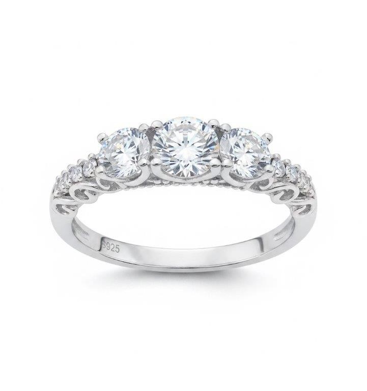 GRA Moissanite white 18k white Gold Vermeil Ring -8US