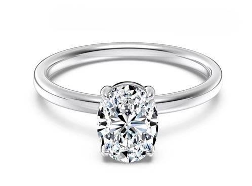 1.0ct GRA Moissanite oval cut 18k white Gold Vermeil Ring -8US